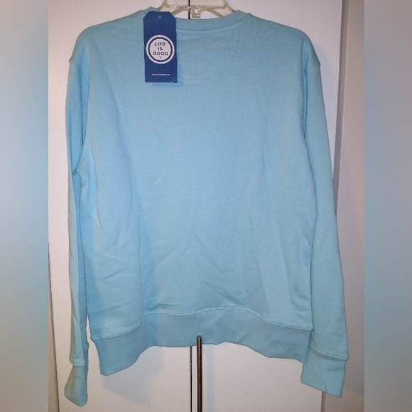 NWT Life is Good Three Daisies Vintage Beach Blue Lightweight Sweatshirt, M - Picture 2 of 6